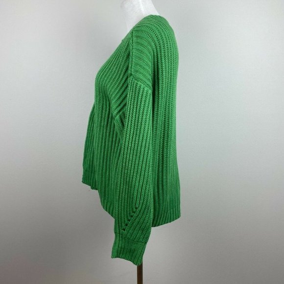 Code X Mode Cardigan Sweater S Chunky Knit Green Open Oversized New - Picture 6 of 12